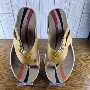 Womens Low Wedge Non Slip Sandals Faux Leather Size 6.5 New in Box